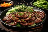 Savor the flavor. authentic south korean bulgogi, a marinated and grilled beef dish