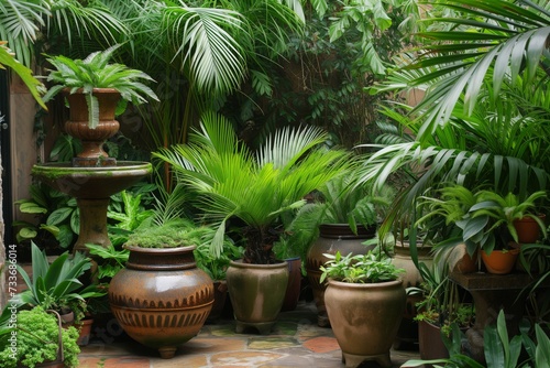 Green Oasis Of Home Garden Interior Showcases Variety Of Plants In Stylish Pots
