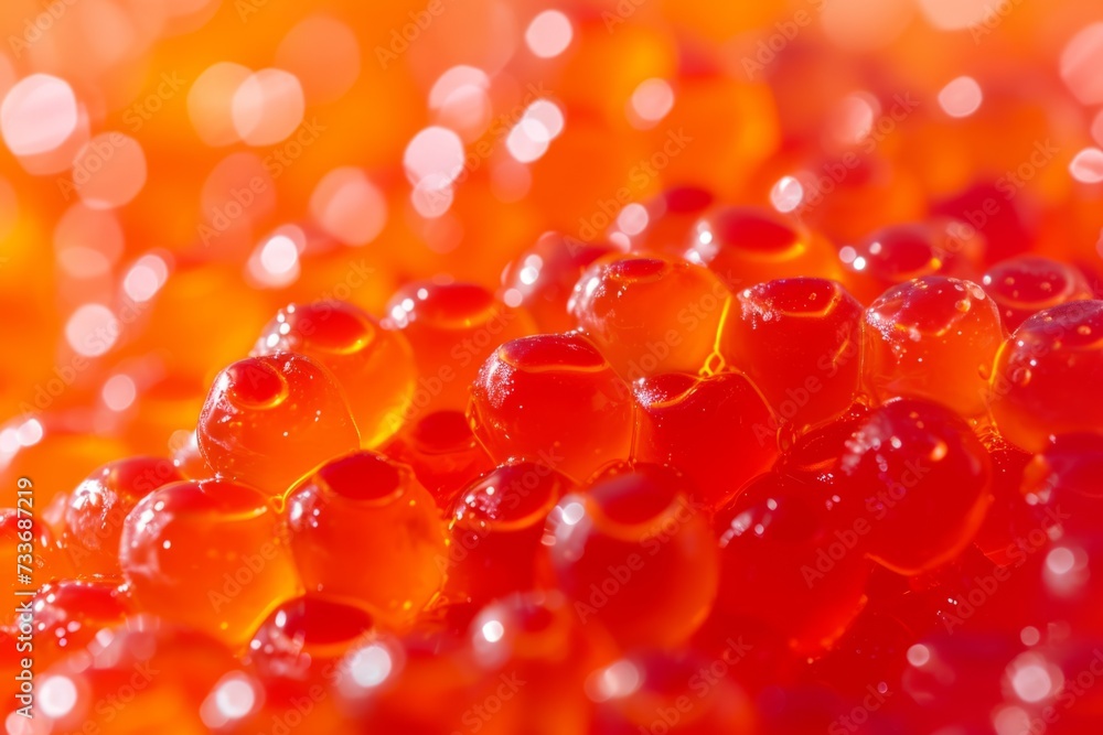 Captivating Macro Photograph Of Lively Red Caviar, Forming A Mesmerizing Backdrop Captivating Macro Photograph Of Lively Red Caviar, Forming A Mesmerizing Backdrop