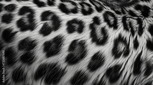 Close up of black and white leopard fur texture. Abstract background.