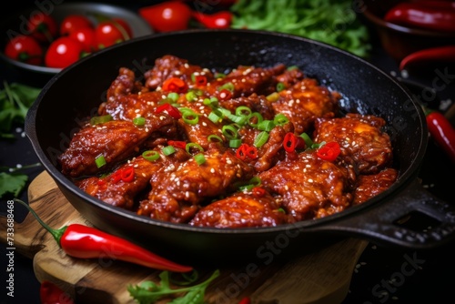 Authentic and irresistibly delicious south korean dakgalbi spicy stir-fried chicken dish