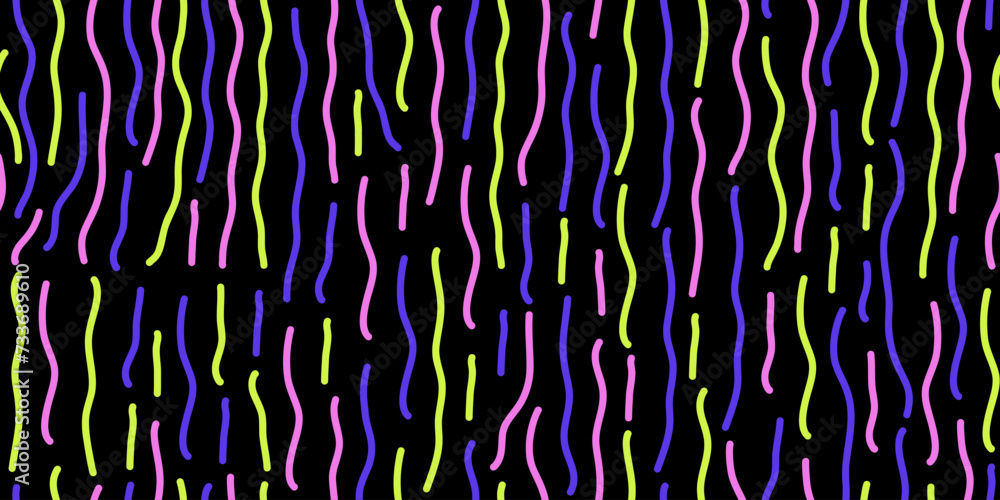 Doodle seamless pattern. Fun colorful line background. 90s kids background. Funny modern childish drawings. Wallpaper and wrapping birthday design banner backdrop party confetti, vector illustration Doodle seamless pattern. Fun colorful line background. 90s kids background. Funny modern childish drawings. Wallpaper and wrapping birthday design banner backdrop party confetti, vector illustration