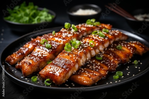 Mouthwatering samgyeopsal. grilled pork belly, a delectable south korean delight