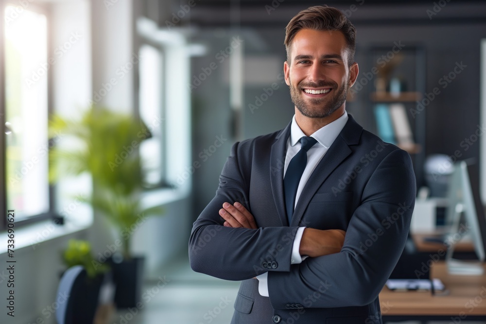 Successful Businessman Displaying Leadership In Modern Office, Exuding Confidence And Professionalism Successful Businessman Displaying Leadership In Modern Office, Exuding Confidence And Professionalism