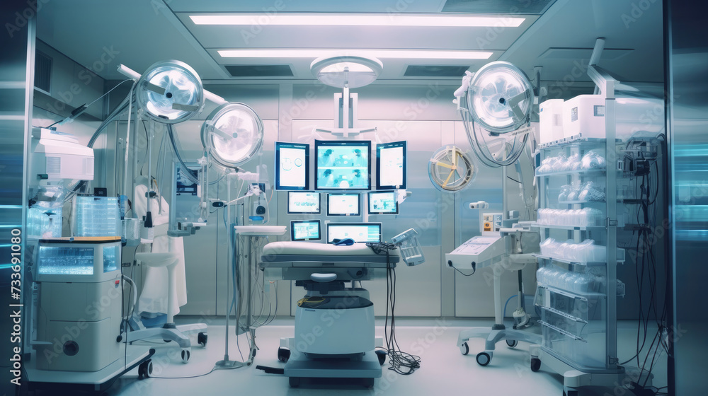 The modern equipment in the operating room