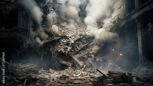 Fotografia rubble collapsing building