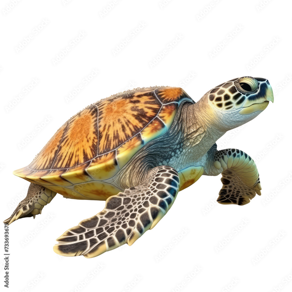 Fototapeta premium Hawksbill Sea Turtle PNG Cutout, Generative AI