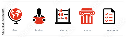  globe, reading and abacus