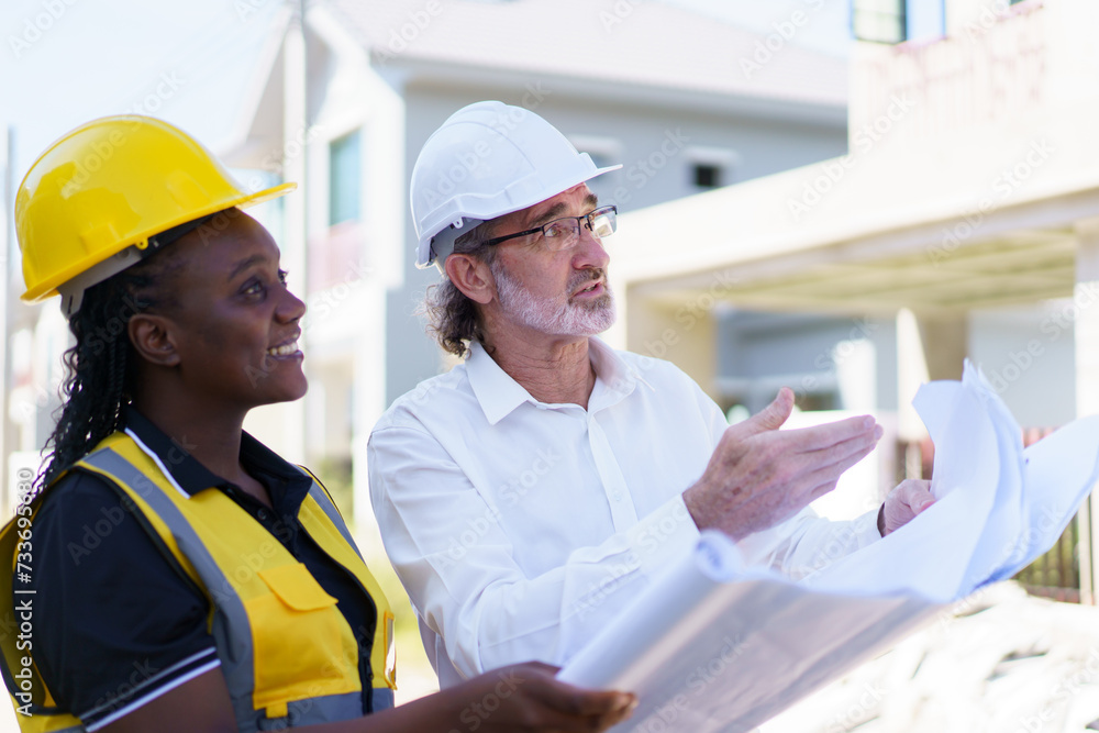 Team of engineer discuss at construction site. Team of engineer discuss at construction site.