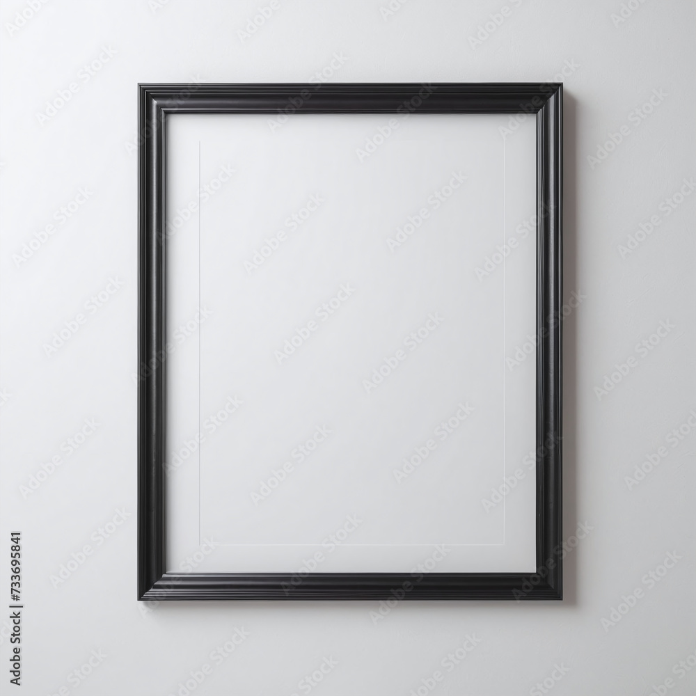 Blank picture frame on white empty wall mockup template design Blank picture frame on white empty wall mockup template design