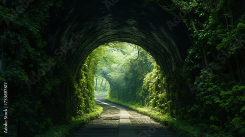 Green forest tunnel arch