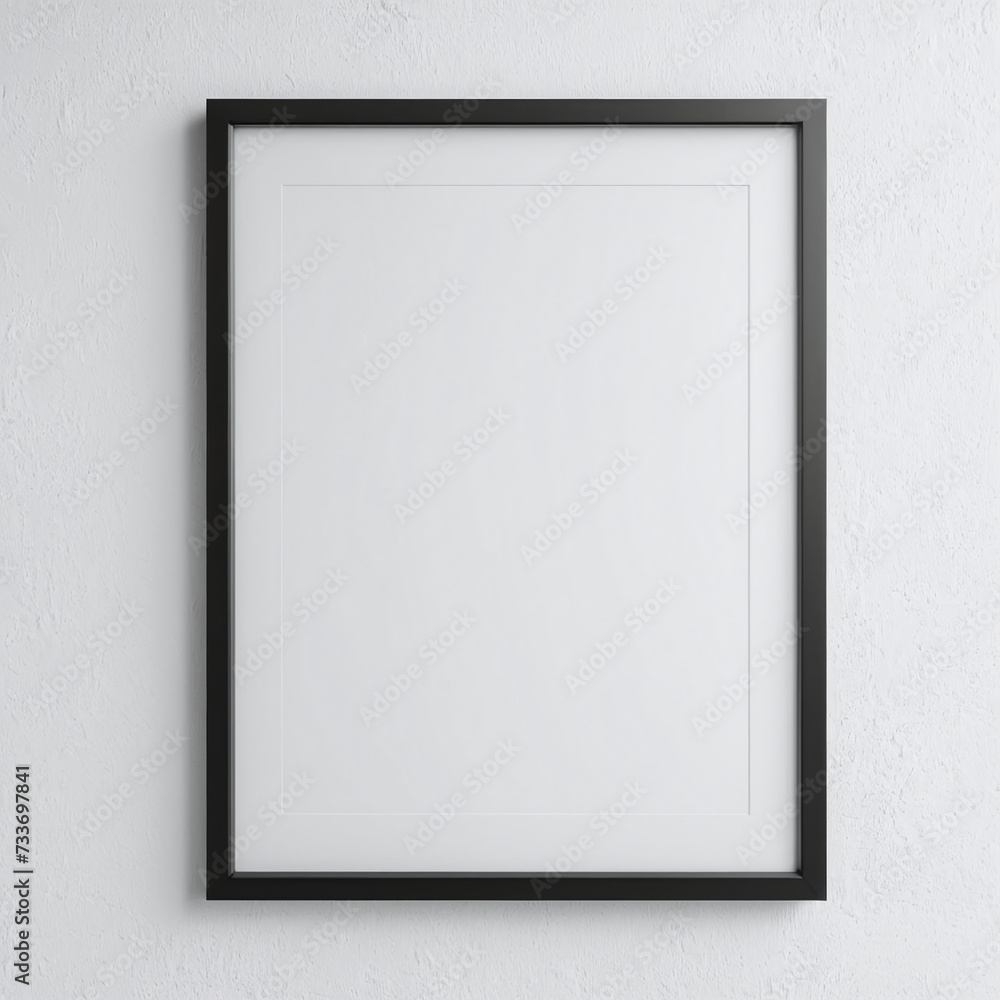 Blank picture frame on white empty wall mockup template design Blank picture frame on white empty wall mockup template design
