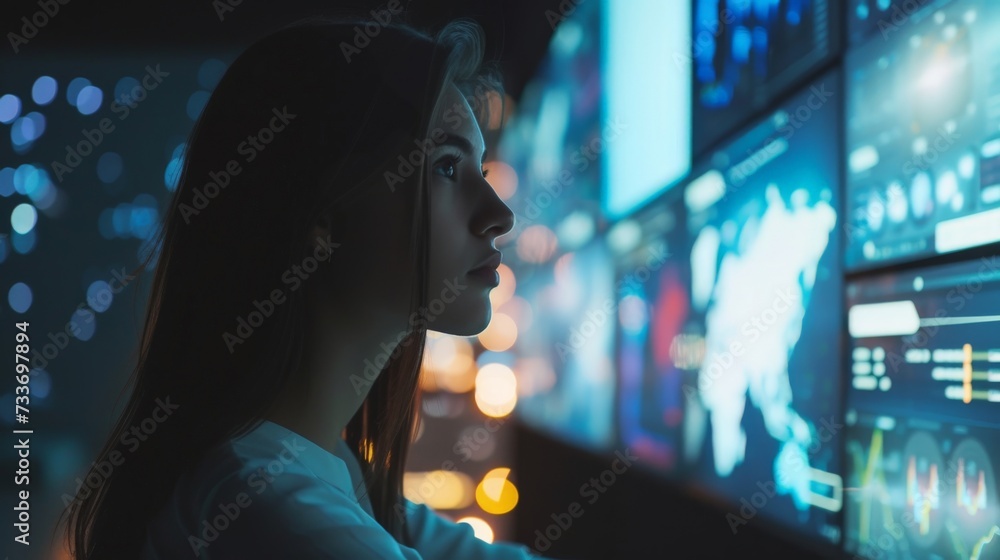 Thinking about how to take the business to technological heights. Cropped shot of an attractive young businesswoman working in her office. Thinking about how to take the business to technological heights. Cropped shot of an attractive young businesswoman working in her office.