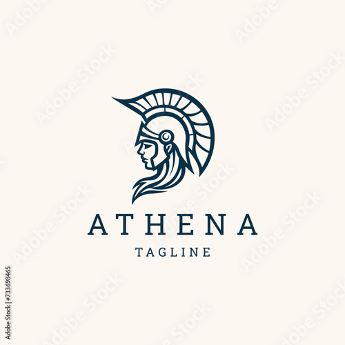Athena line art logo icon design template