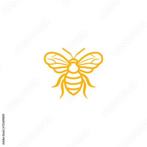 Honey bee line art logo icon design template