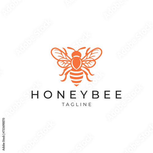 Honey bee line art logo icon design template