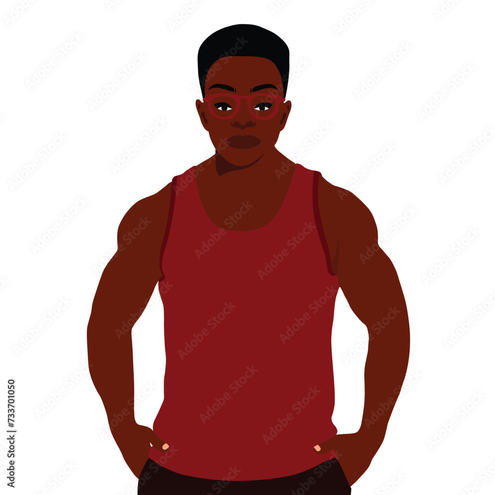 Fototapeta premium Afro black man in elegant art style vector