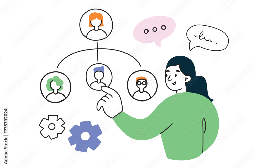 HR manager forming staff, team development and human resources concept, recruitment composition, cartoon woman hiring staff, vector illustrations of company employees, career management department HR manager forming staff, team development and human resources concept, recruitment composition, cartoon woman hiring staff, vector illustrations of company employees, career management department