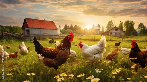 eggs chickens on a farm photo