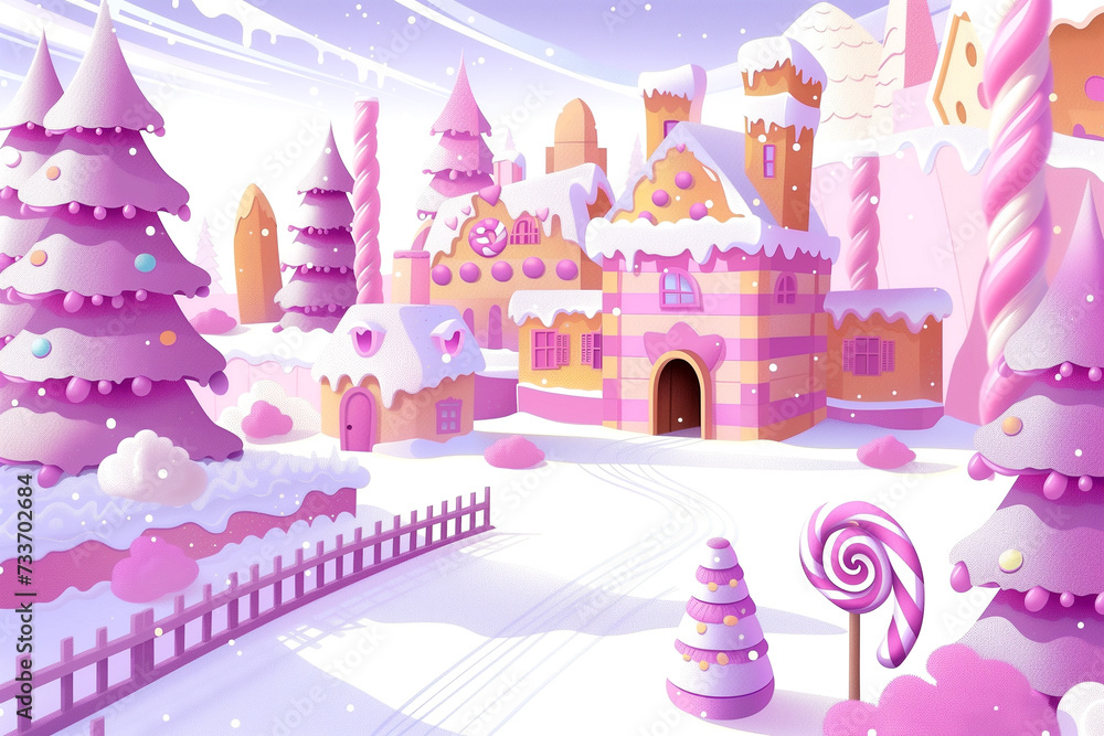 sweet land background. sweet and magical world with candy land landscape