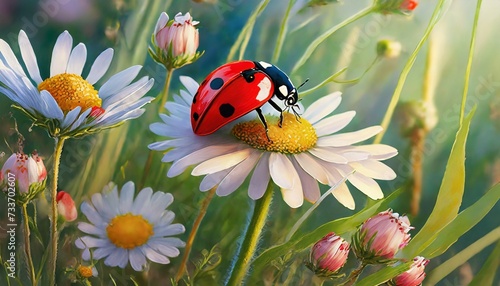 ladybug on daisy