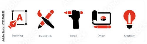 Designing, paint brush and Pencil
