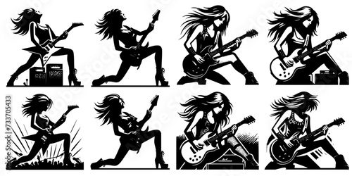 Eight vectors of a guitar player for a tattoo