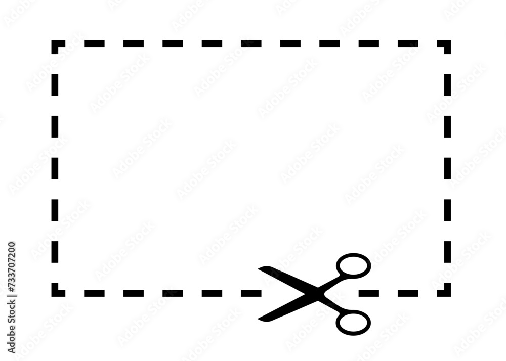 Cut Here Symbol with Scissors rectangle shape black line color vector 10 eps Cut Here Symbol with Scissors rectangle shape black line color vector 10 eps