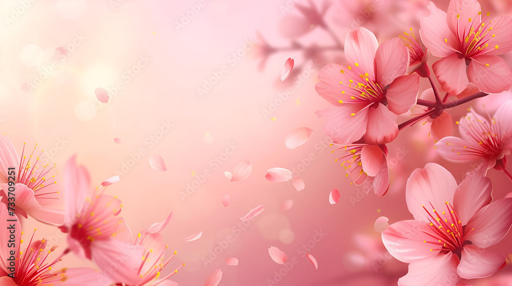 sakura with free space on pink background with place for text sakura with free space on pink background with place for text