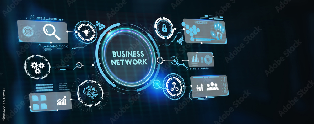 Business, Technology, Internet and network concept. Online Business Network. 3d illustration Business, Technology, Internet and network concept. Online Business Network. 3d illustration