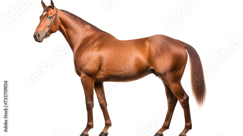Brown horse isolated on white background. 