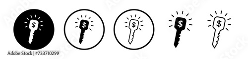 Access to Achievement Line Icon. Key of success creative icon in black and white color. photo