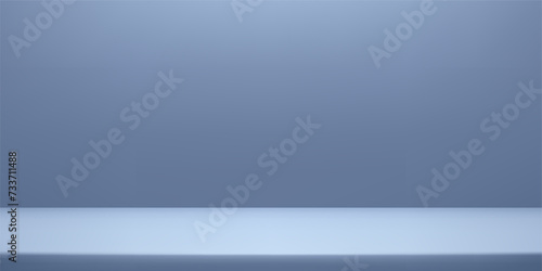 Empty blue grey studio room background. Space for selling products on the website. Vector illustration.
