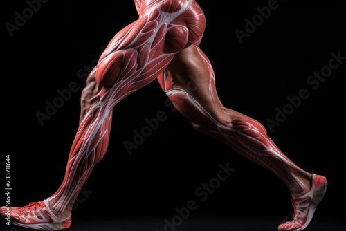 Human body made of muscle maps over black background. Health concept, medical institutions, hospitals