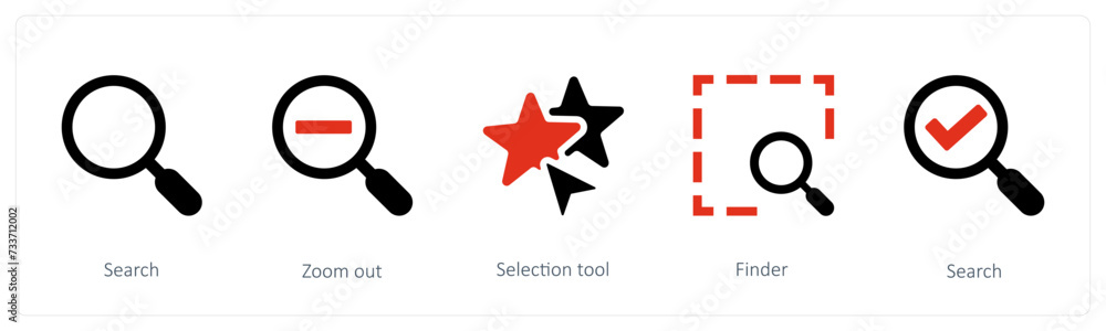 Obraz premium Search, Zoom out, Selection tool