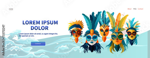 colorful masks brazilian festival holiday celebration greeting invitation postcard culture and tradition carnival party concept