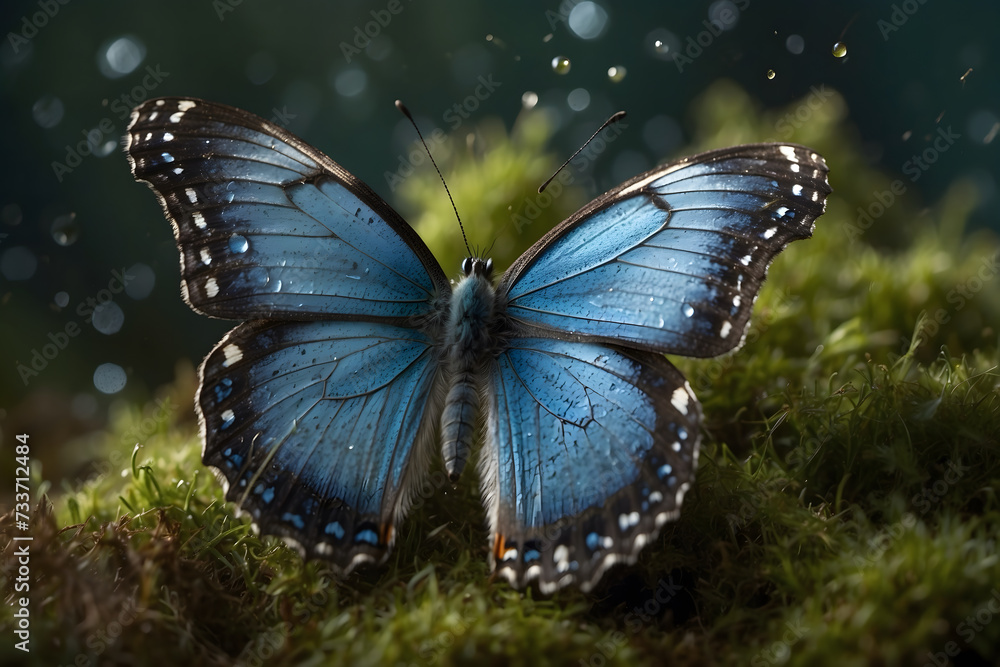 A close up of a blue morpho butterfly A close up of a blue morpho butterfly