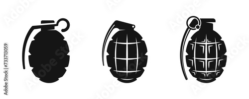 Grenade vector icons. Hand grenade icon set.