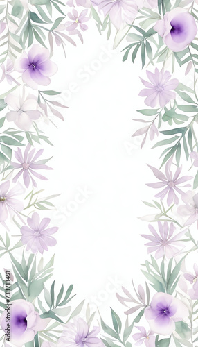 Watercolor soft purple flower border for wedding  birthday  card  background  invitation  wallpaper  sticker  decoration etc.