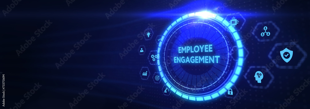 Employee engagement and team motivation. Business, Technology, Internet and network concept. 3d illustration Employee engagement and team motivation. Business, Technology, Internet and network concept. 3d illustration