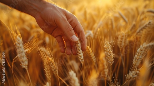 Hand Touching Golden Wheat Field