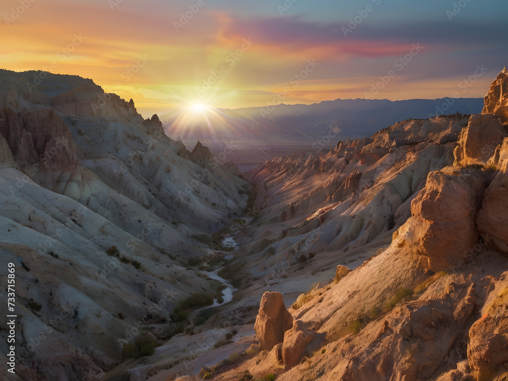 Natural canyon and mountain scenery in sunset or sunrise natural landscape photography