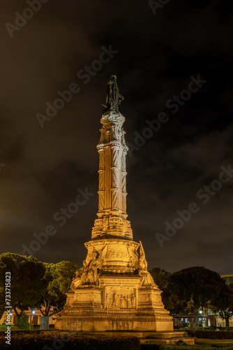 Albuquerque Monument At Night In Lisbon, Portugal