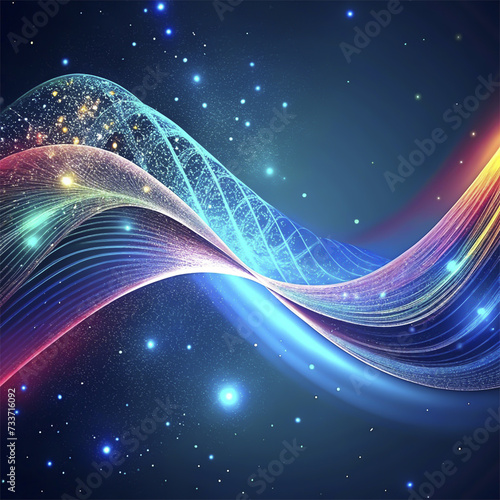 Abstract vector background, futuristic wavy illustration, shiny space. Graphic concept for your design