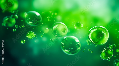 Abstract green background with bubbles, copy space