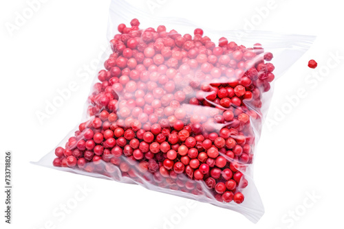 Red and Pink Peppercorns Bagged Isolated On Transparent Background photo