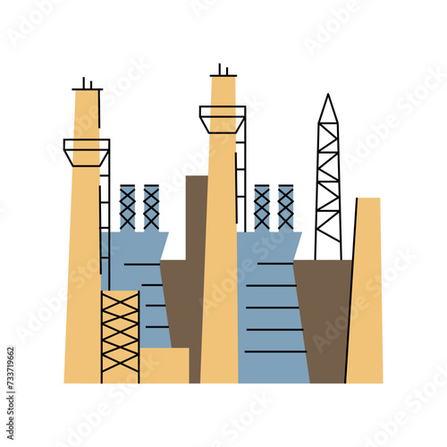 Gas power plant color line icon. Alternative energy source.