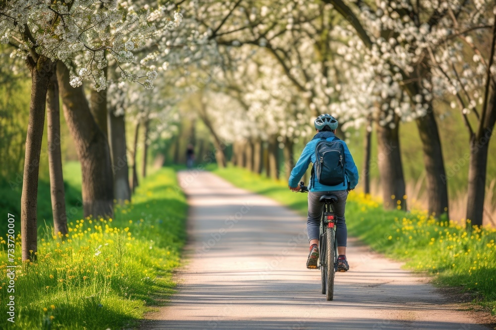 Cycling . Spring background 