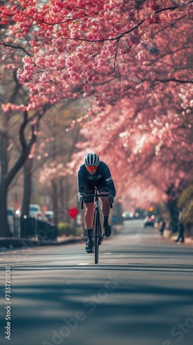 Cycling . Spring background . Vertical background 