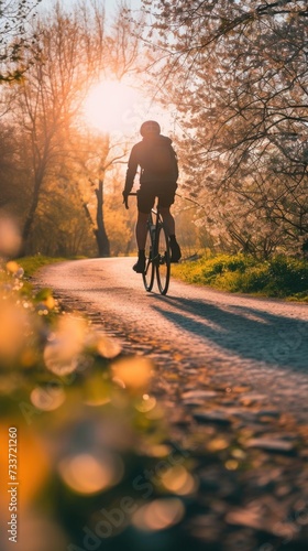 Cycling . Spring background . Vertical background 